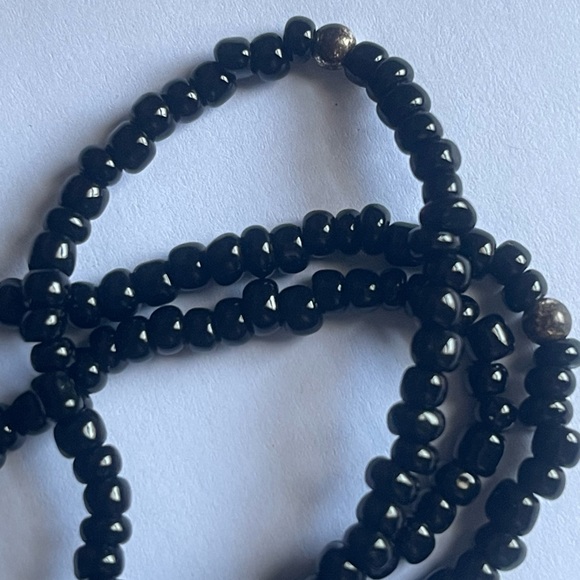 Black Glass Seed Bead Necklace 29” - Picture 4 of 5